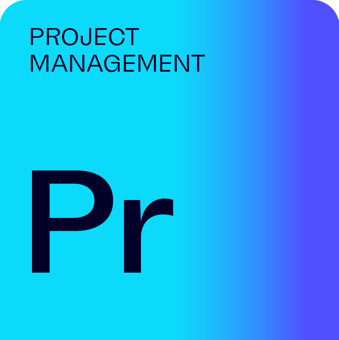 Blue tab, like a periodic table entry labelled with Pr, meaning Project Management.