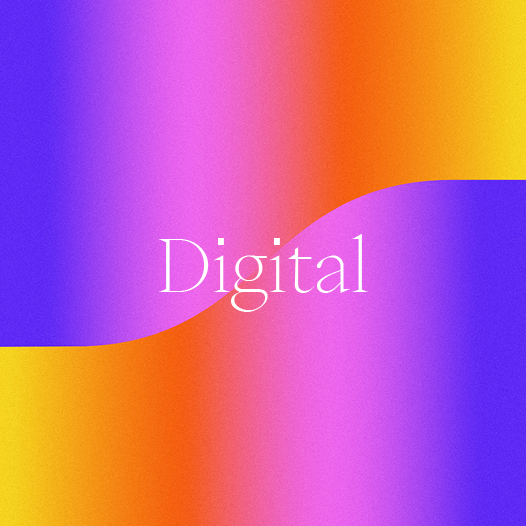 Gradient image with growth curve with the label Digital.