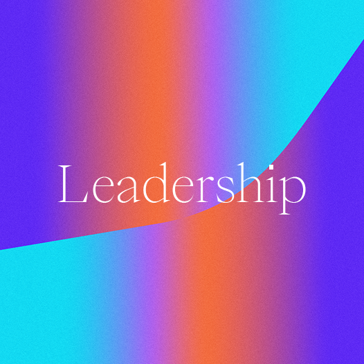 Gradient image with growth curve with the label Leadership.