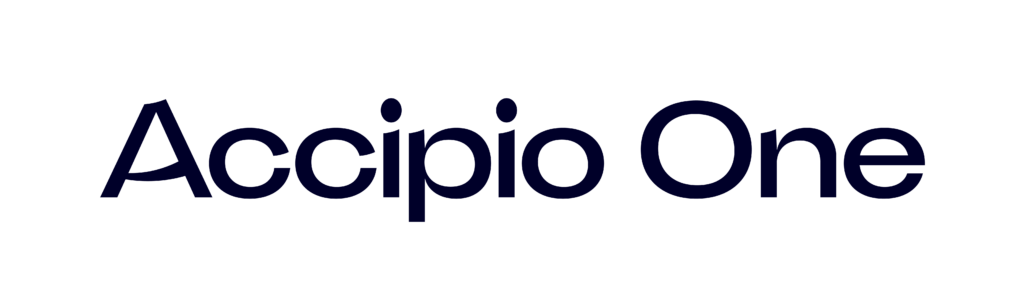 Accipio One logo in navy.